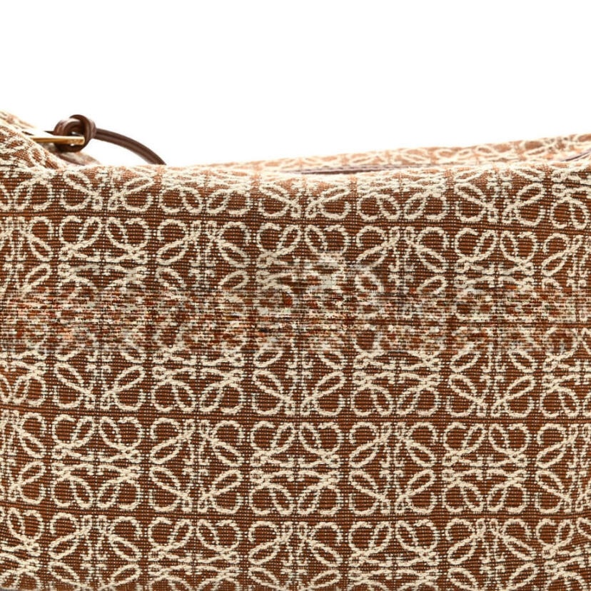 L0ew* JACQUARD ANAGRAM CALFSKIN SMALL CUBI BAG TAN PECAN (20*18*13cm) Master Quality