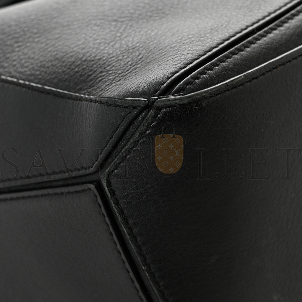 L0ew* CALFSKIN MEDIUM PUZZLE BAG BLACK (24*16.5*10.5cm) Master Quality