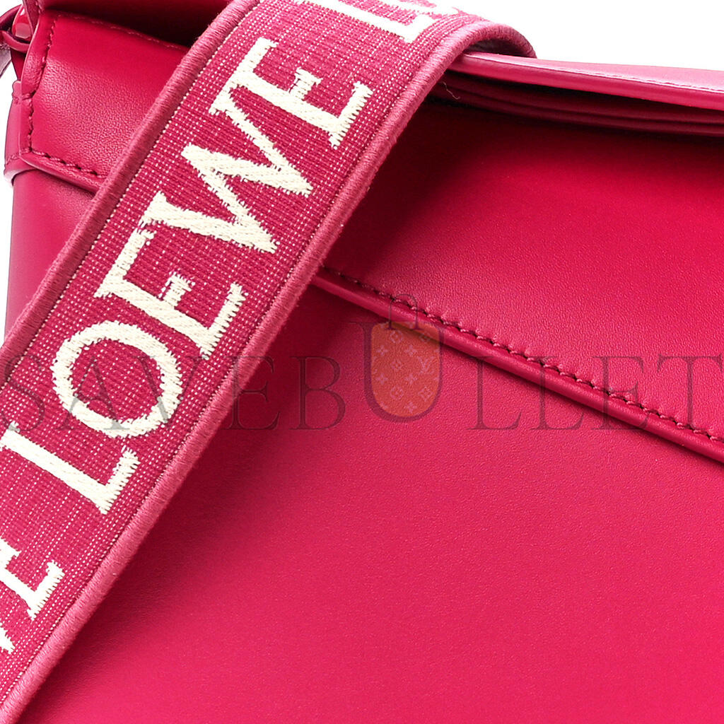 L0ew* SATIN CALFSKIN MONOCHROME SMALL PUZZLE EDGE BAG RUBY RED GLAZE (24*16.5*10.5cm) Master Quality