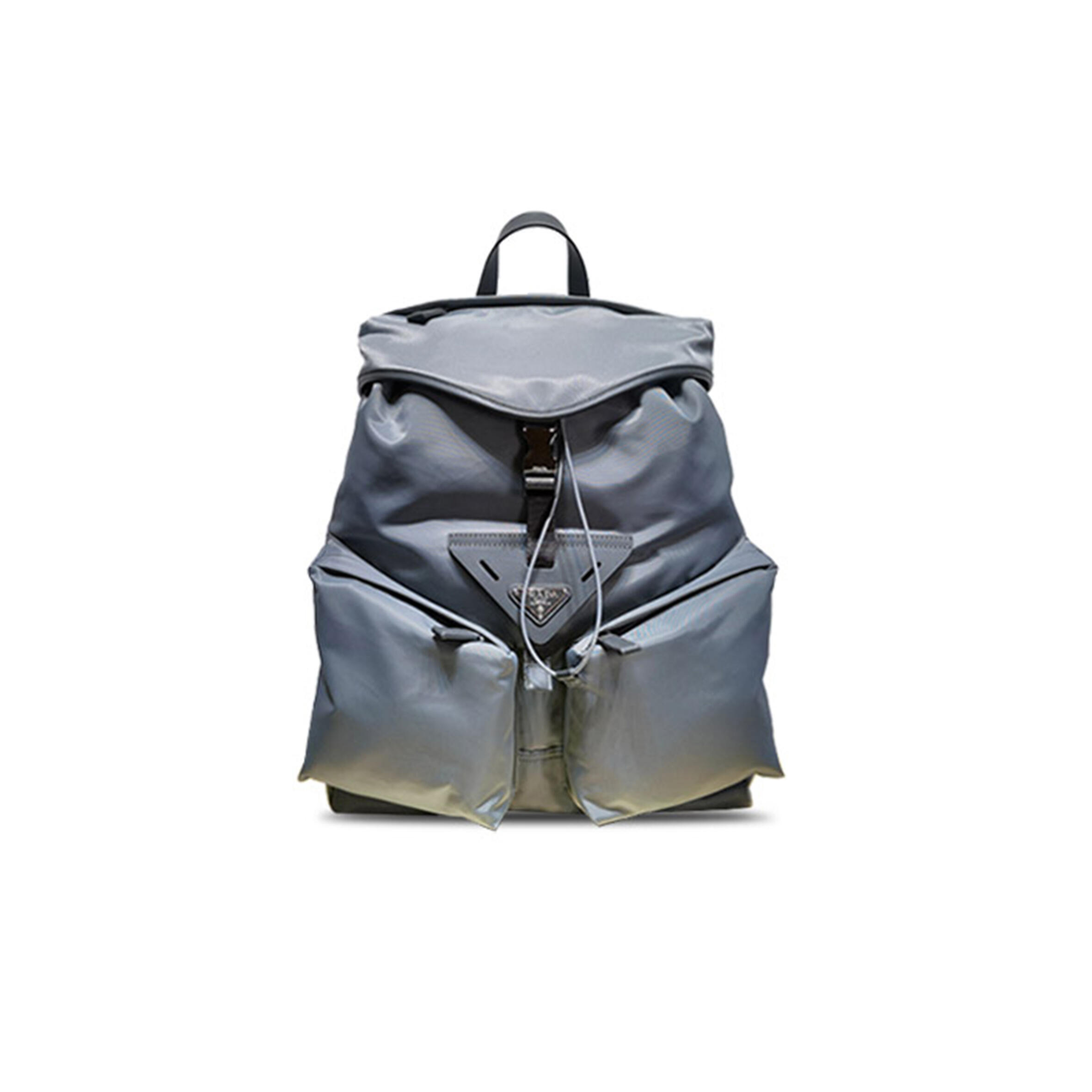 Pra*a IRON GRAY RE-NYLON AND LEATHER BACKPACK 2VZ108 (45*38*18cm) Master Quality