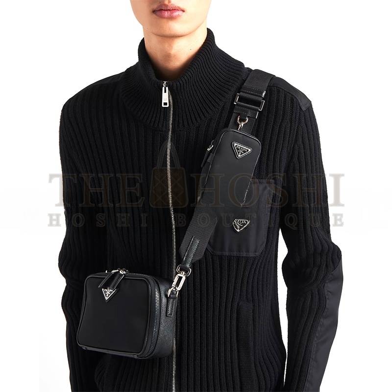 Pra*a BRIQUE RE-NYLON AND SAFFIANO LEATHER BAG 2VH070 (19*12.5*5.5cm) Master Quality