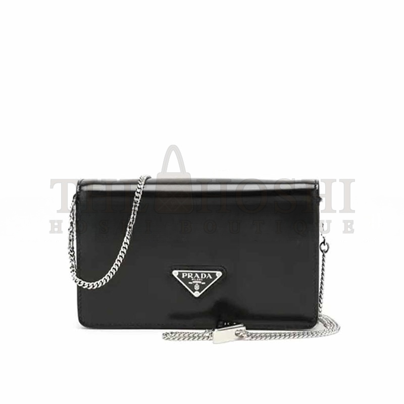 Pra*a LOGO-PLAQUE MICRO LEATHER SHOULDER BAG 1BD307 (19*10.5*3.5cm) Master Quality