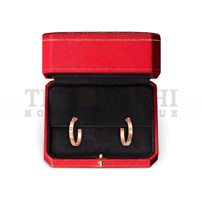 Ca*t1er LOVE HOOP EARRINGS, MEDIUM MODEL, 6 D1am0ndS B8301433 Master Quality