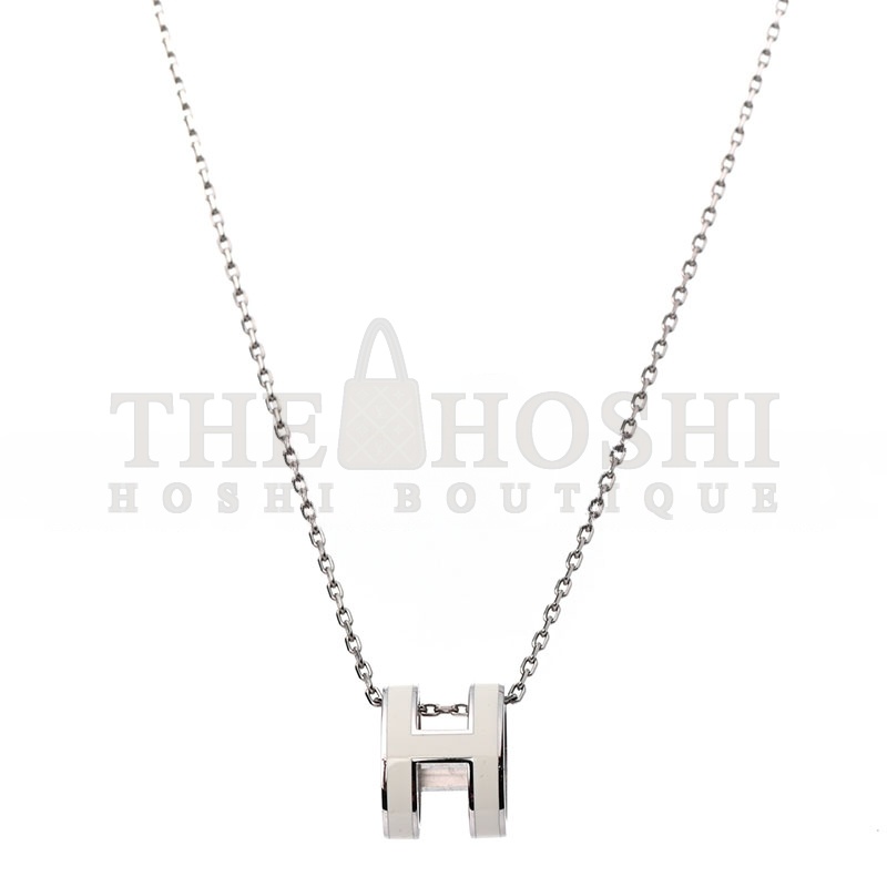 H**me5 LACQUERED PALLADIUM POP H PENDANT NECKLACE WHITE Master Quality