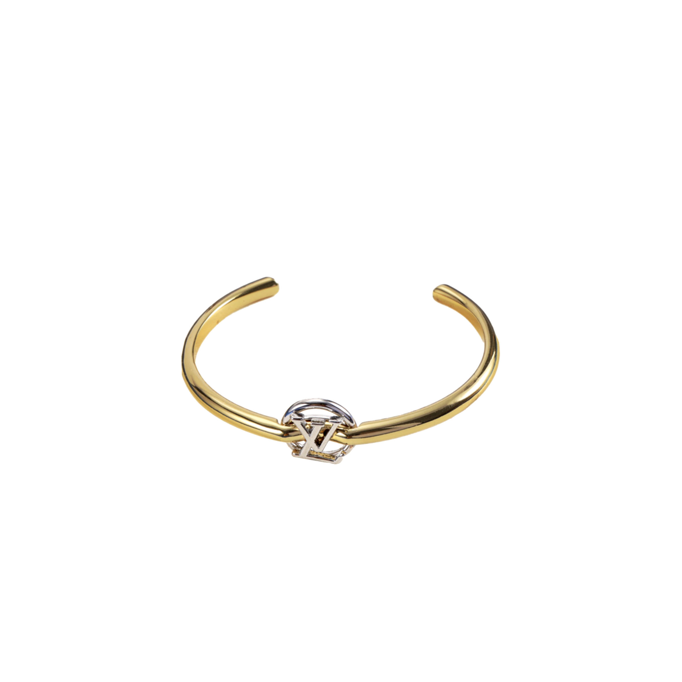 L0vis Vvtt0n LARGE MULTICOLORED SILVER GOLD LV MONOGRAM HOOP BRACELET M00764 Master Quality