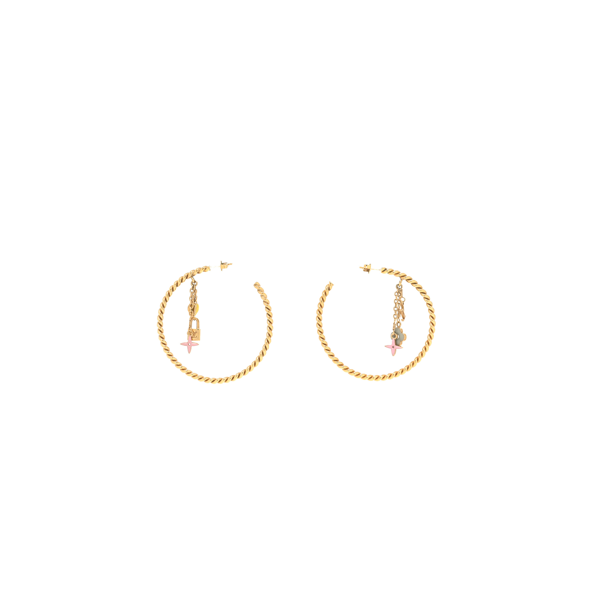 L0vis Vvtt0n GOLD TONED SWEET MONOGRAM ENAMEL HOOP EARRINGS M65592 Master Quality