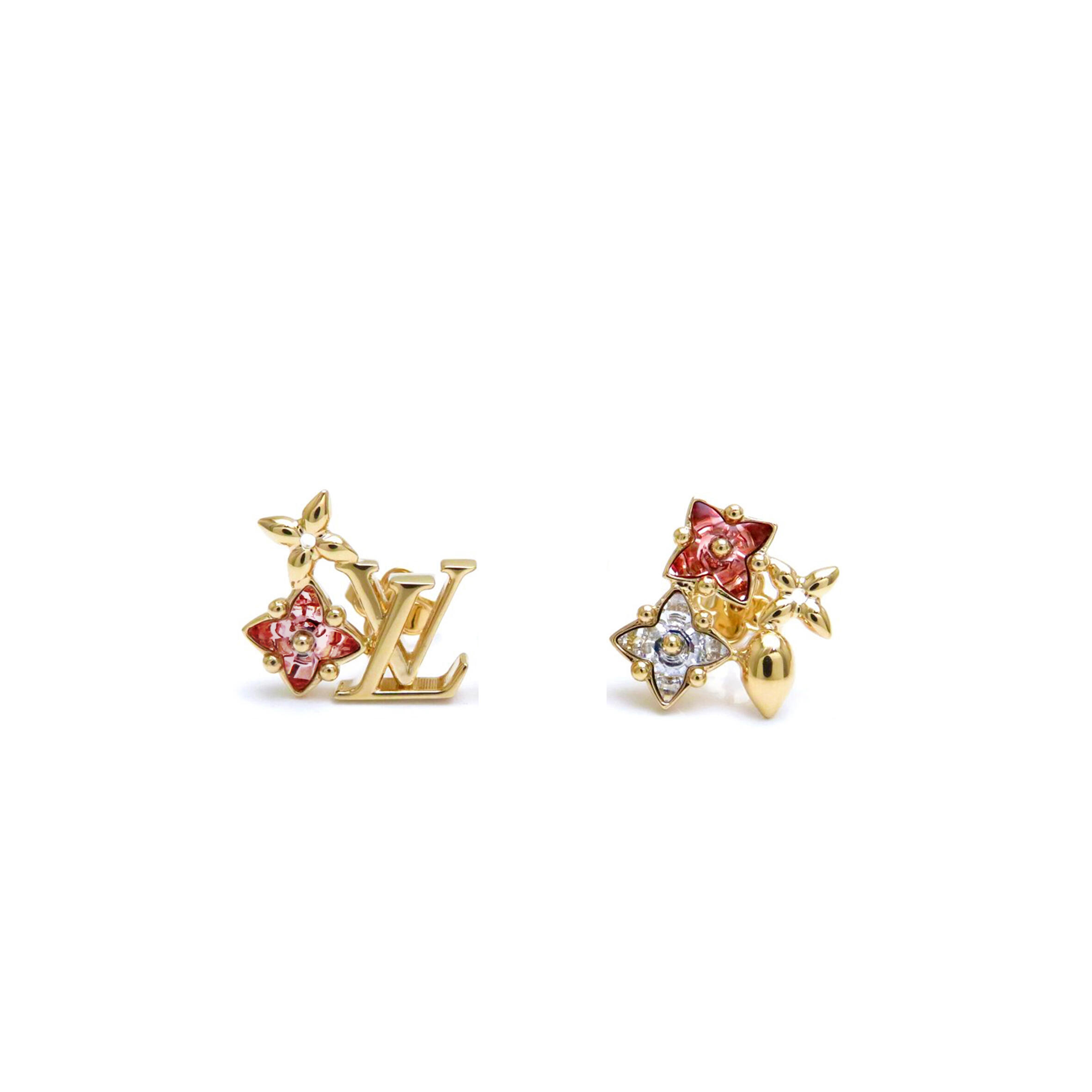 L0vis Vvtt0n METAL CRYSTAL LOULOUGRAM MONOGRAM FLOWERS EARRINGS GOLD M00788 Master Quality