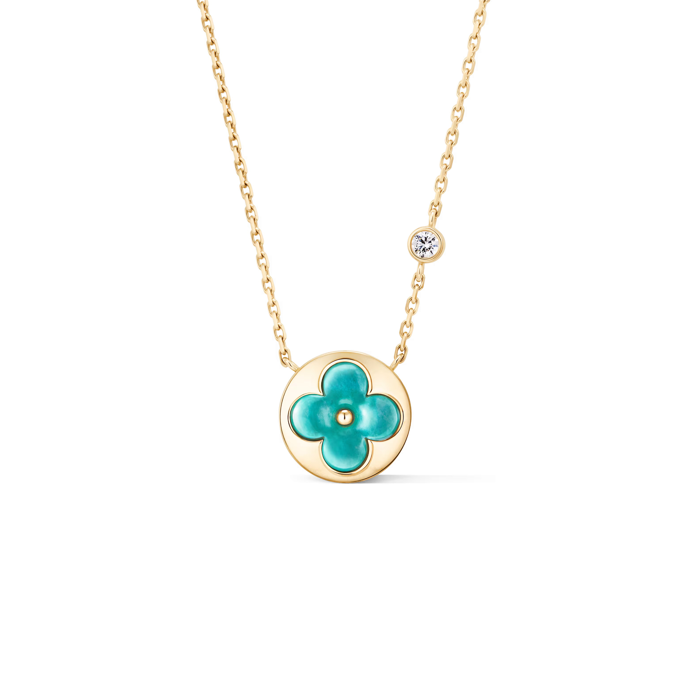 L0vis Vvtt0n COLOR BLOSSOM BB SUN PENDANT, YELLOWGOLD, AMAZONITE AND D1am0nd Q03793 Master Quality