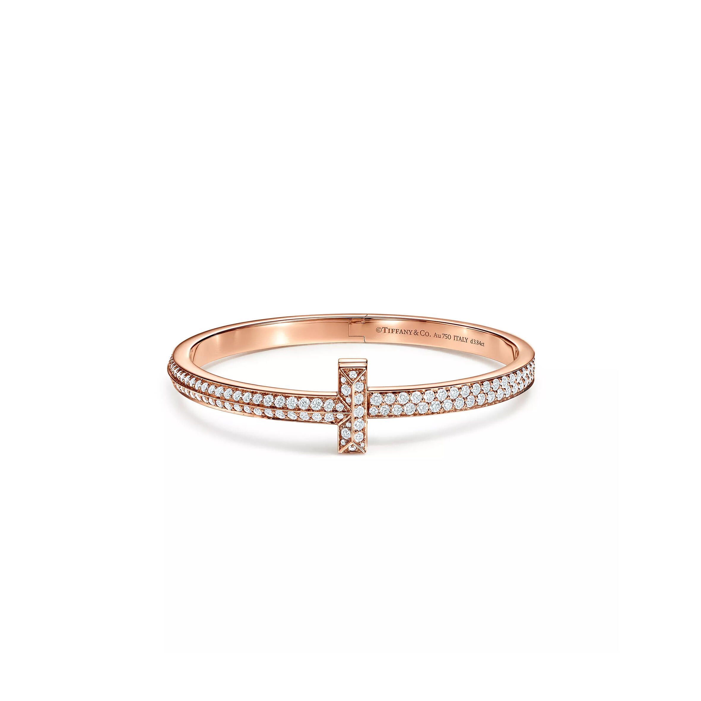 T*f*ny T1 WIDE D1am0nd HINGED BANGLE IN ROSE GOLD 68127289 Master Quality