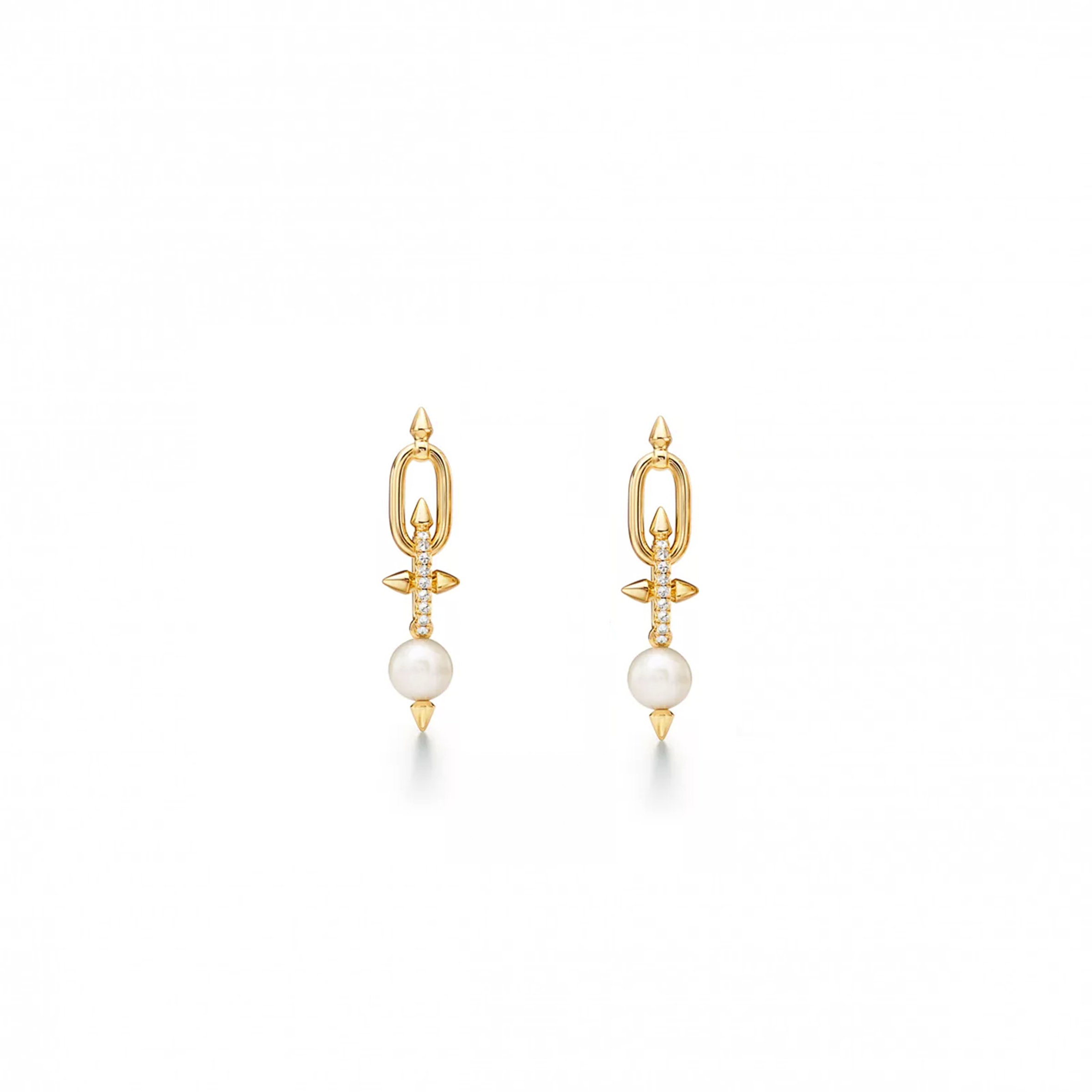 T*f*ny TITAN BY PHARRELL WILLIAMSPEARL EARRINGS IN YELLOW GOLD WITH D1am0ndS 73122198 Master Quality