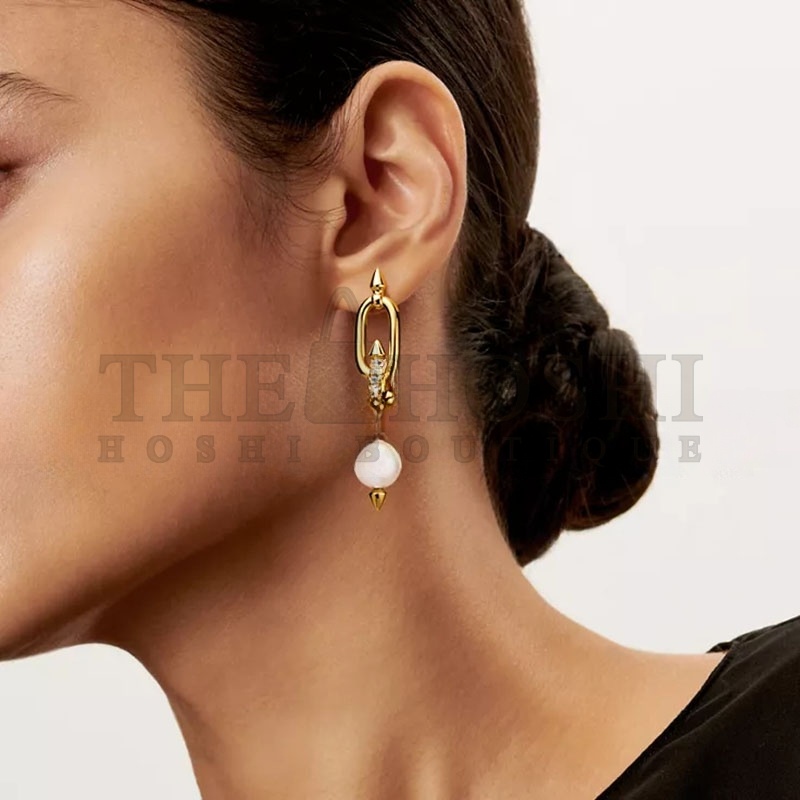 T*f*ny TITAN BY PHARRELL WILLIAMSPEARL EARRINGS IN YELLOW GOLD WITH D1am0ndS 73122198 Master Quality