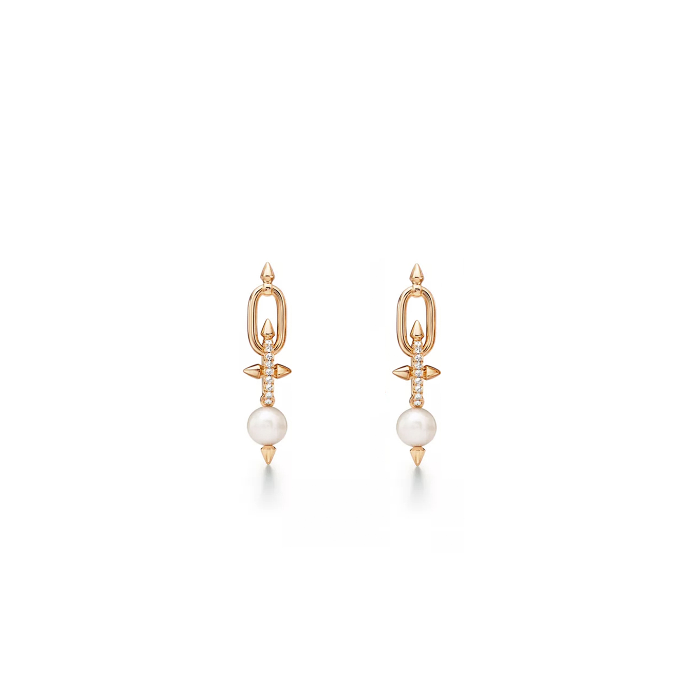 T*f*ny &amp; CO. TITAN COLLECTION PHARRELL WILLIAMS PEARL EARRINGS, ROSE GOLD WITH D1am0ndS 73122100 Master Quality
