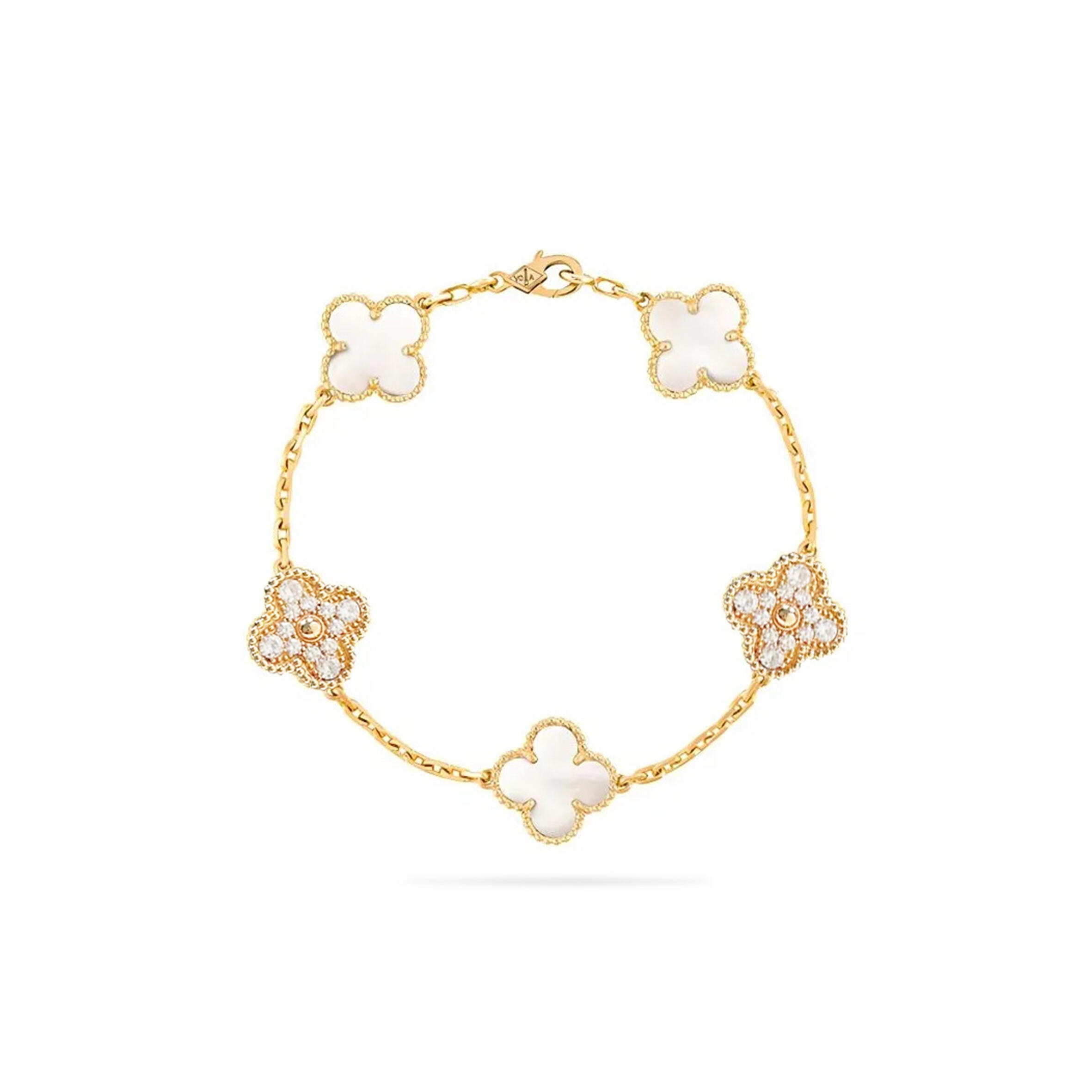 V*n Cl**f ARPELS ESSENCE MOTHER OF PEAL AND D1am0nd STATION BRACELET Master Quality