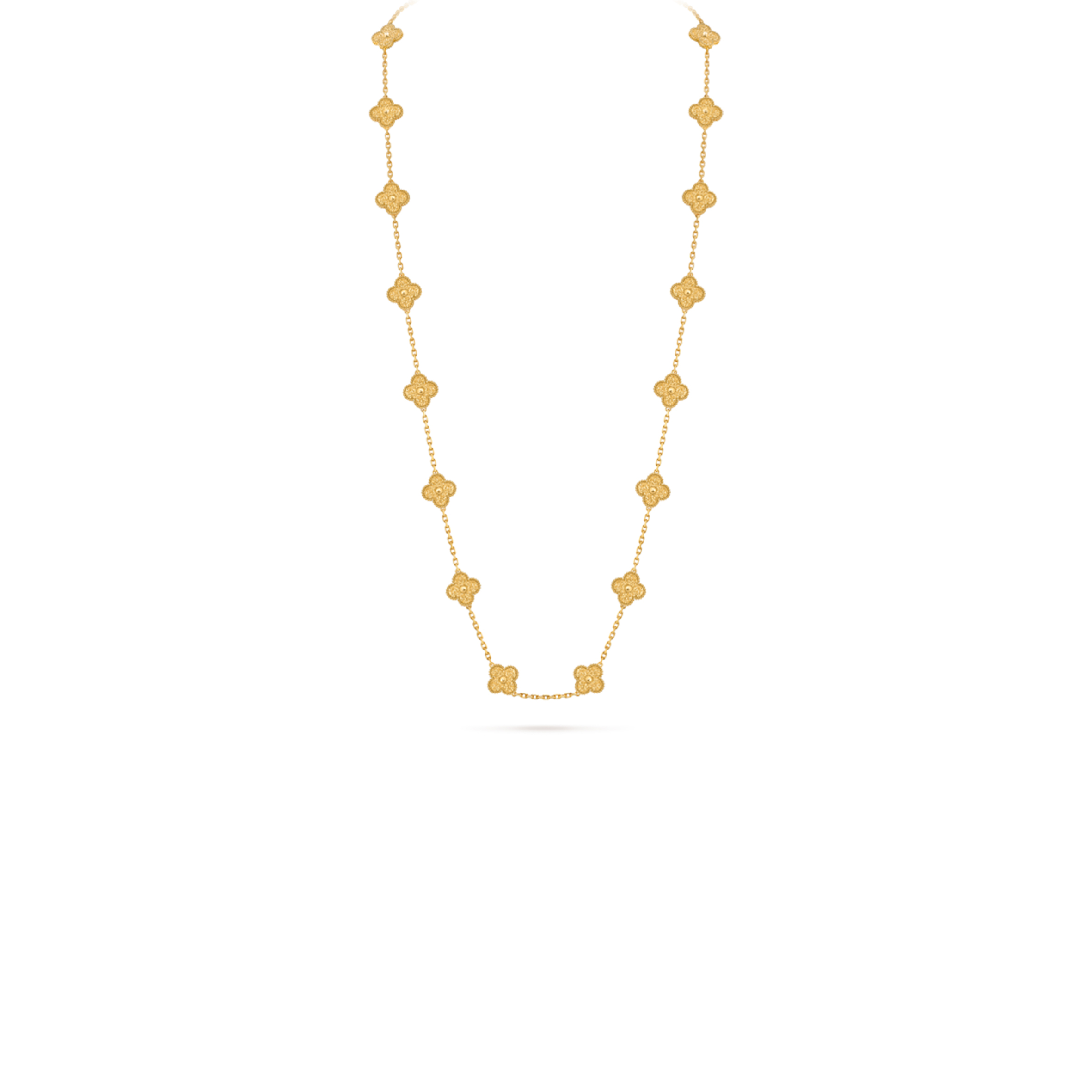 V*n Cl**f ARPELS VINTAGE ALHAMBRA LONG NECKLACE, 20 FOUR-LEAF LUCKY TOTEMS VCARO1IC00 Master Quality