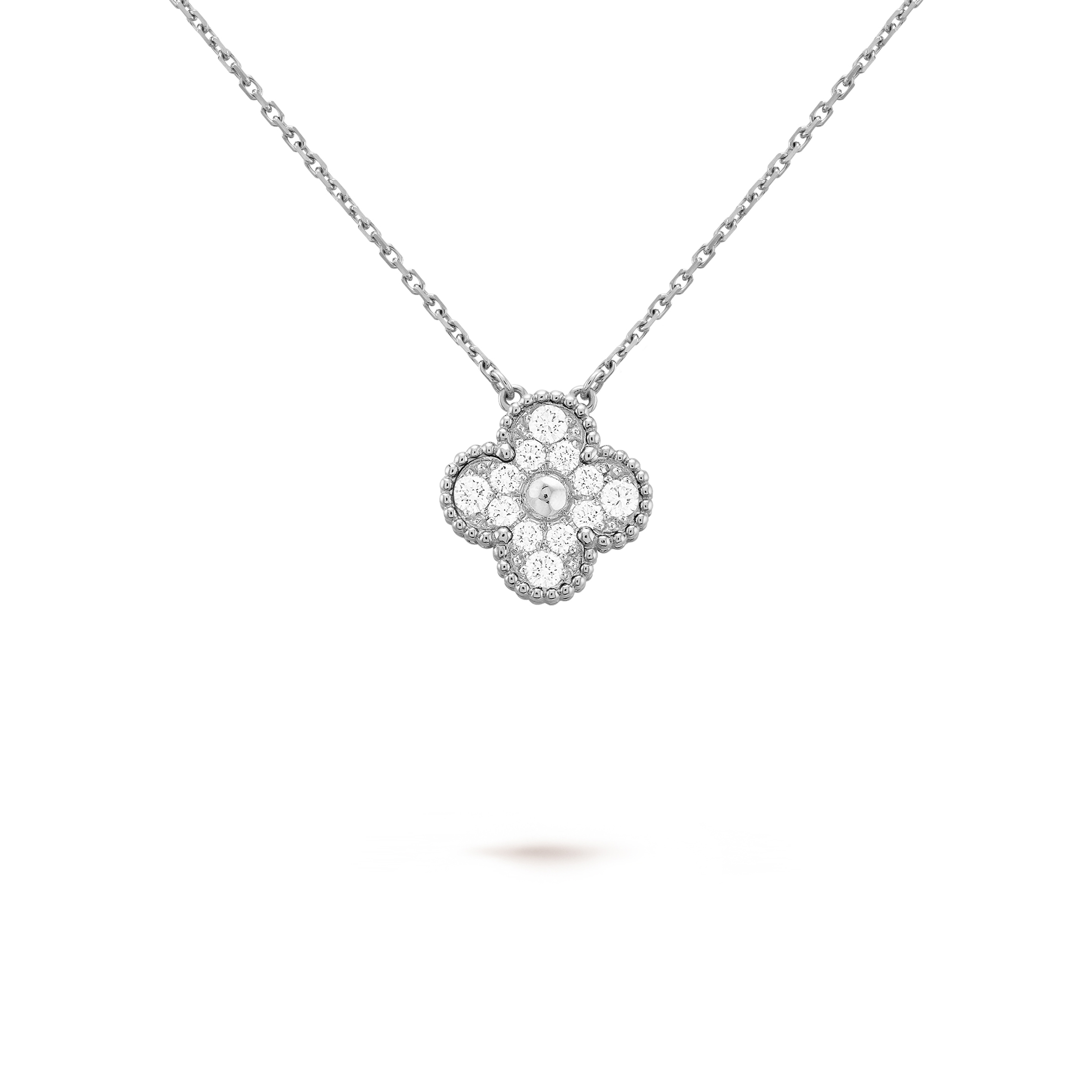 V*n Cl**f ARPELS VINTAGE ALHAMBRA PENDANT - WHITE GOLD, D1am0nd  VCARA46100 Master Quality
