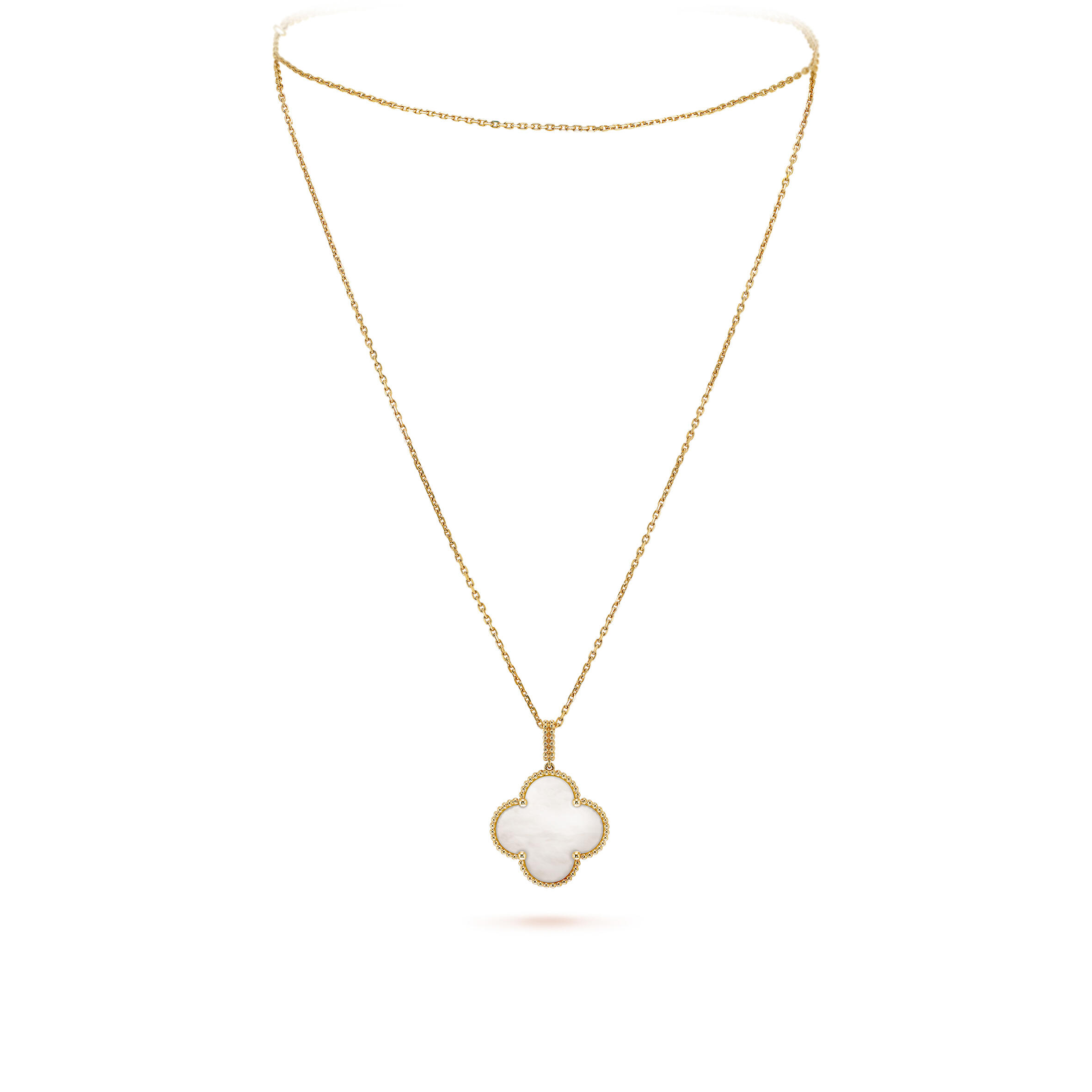 V*n Cl**f &amp; ARPELS MAGIC ALHAMBRA LONG NECKLACE, 1 MOTIF - YELLOW GOLD, MOTHER-OF-PEARL  VCARO49L00 Master Quality