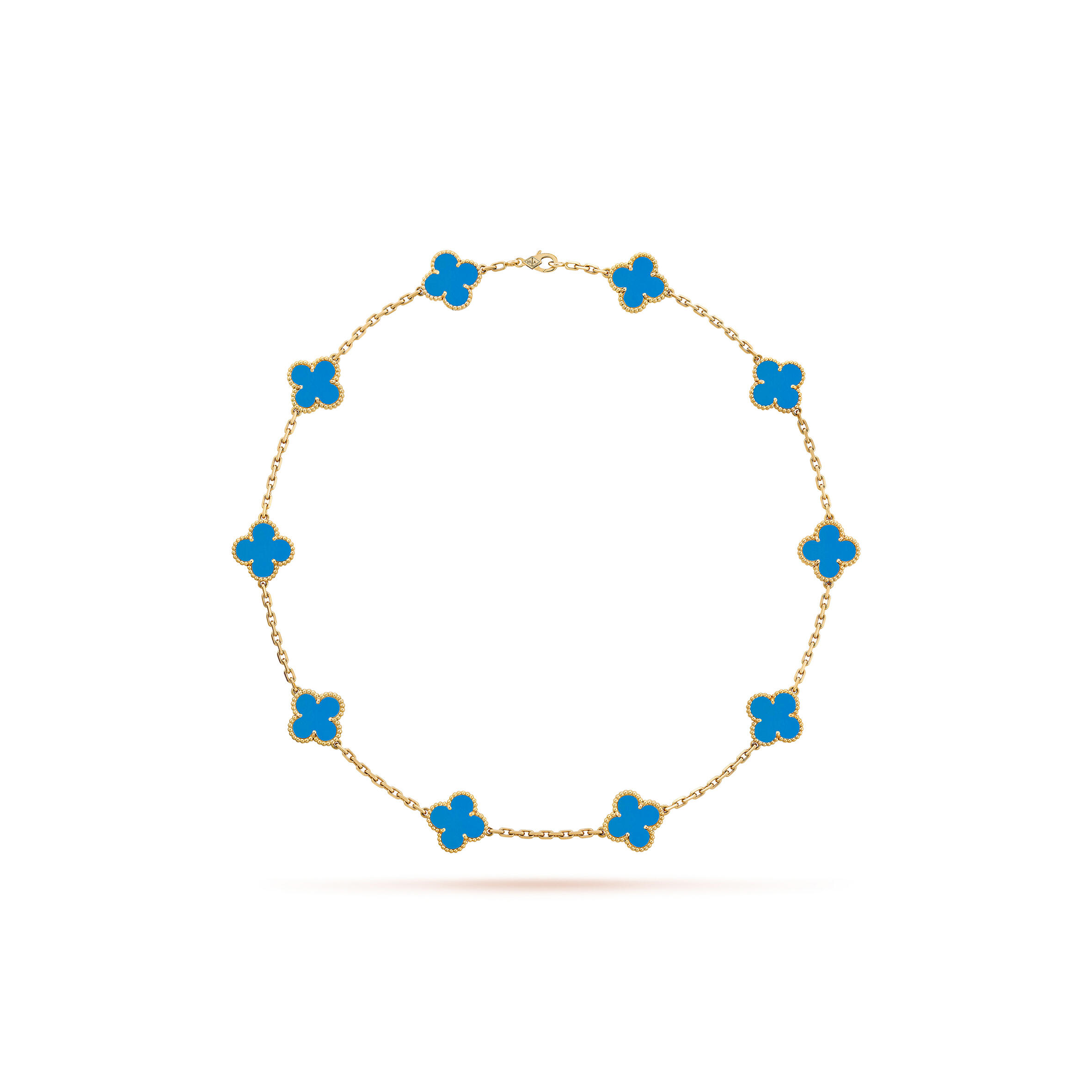 V*n Cl**f ARPELS VINTAGE ALHAMBRA NECKLACE, 10 MOTIFS - YELLOW GOLD, AGATE  VCARP34800 Master Quality