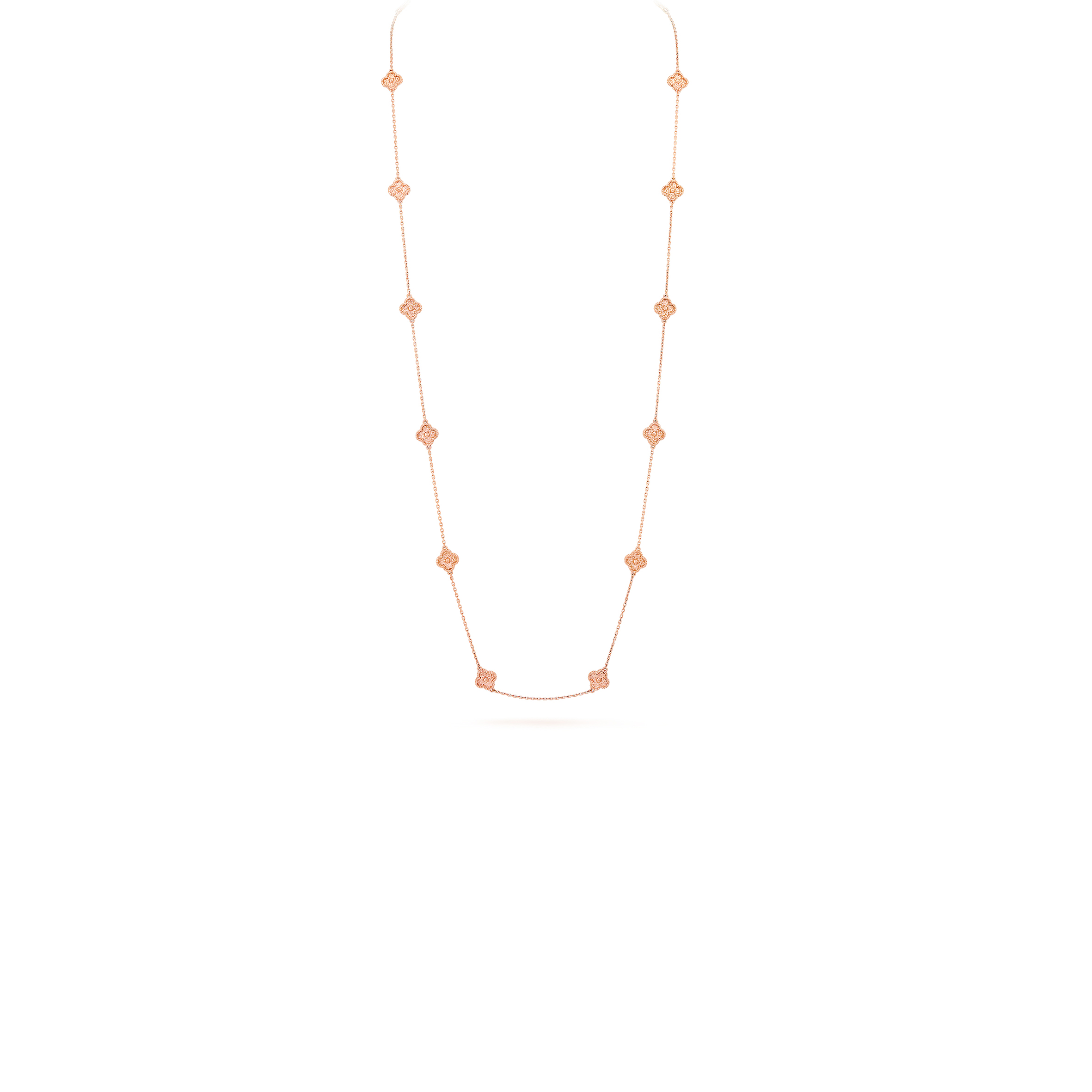 V*n Cl**f ARPELS SWEET ALHAMBRA LONG NECKLACE, 16 MOTIFS - ROSE GOLD  VCARO8DG00 Master Quality