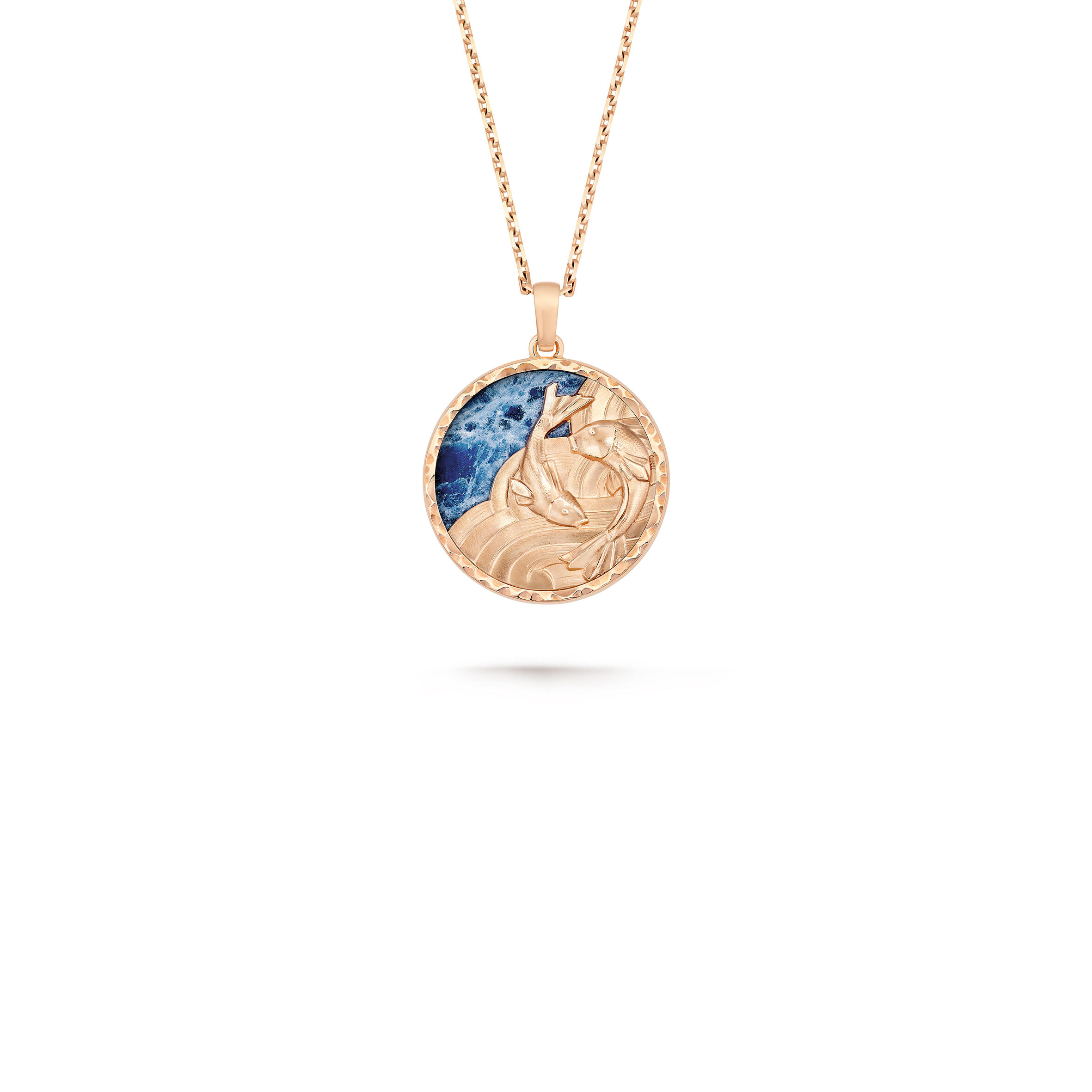 V*n Cl**f ARPELS ZODIAQUE LONG NECKLACE PISCIUM (PISCES) - ROSE GOLD, SODALITE  VCARP9RG00 Master Quality