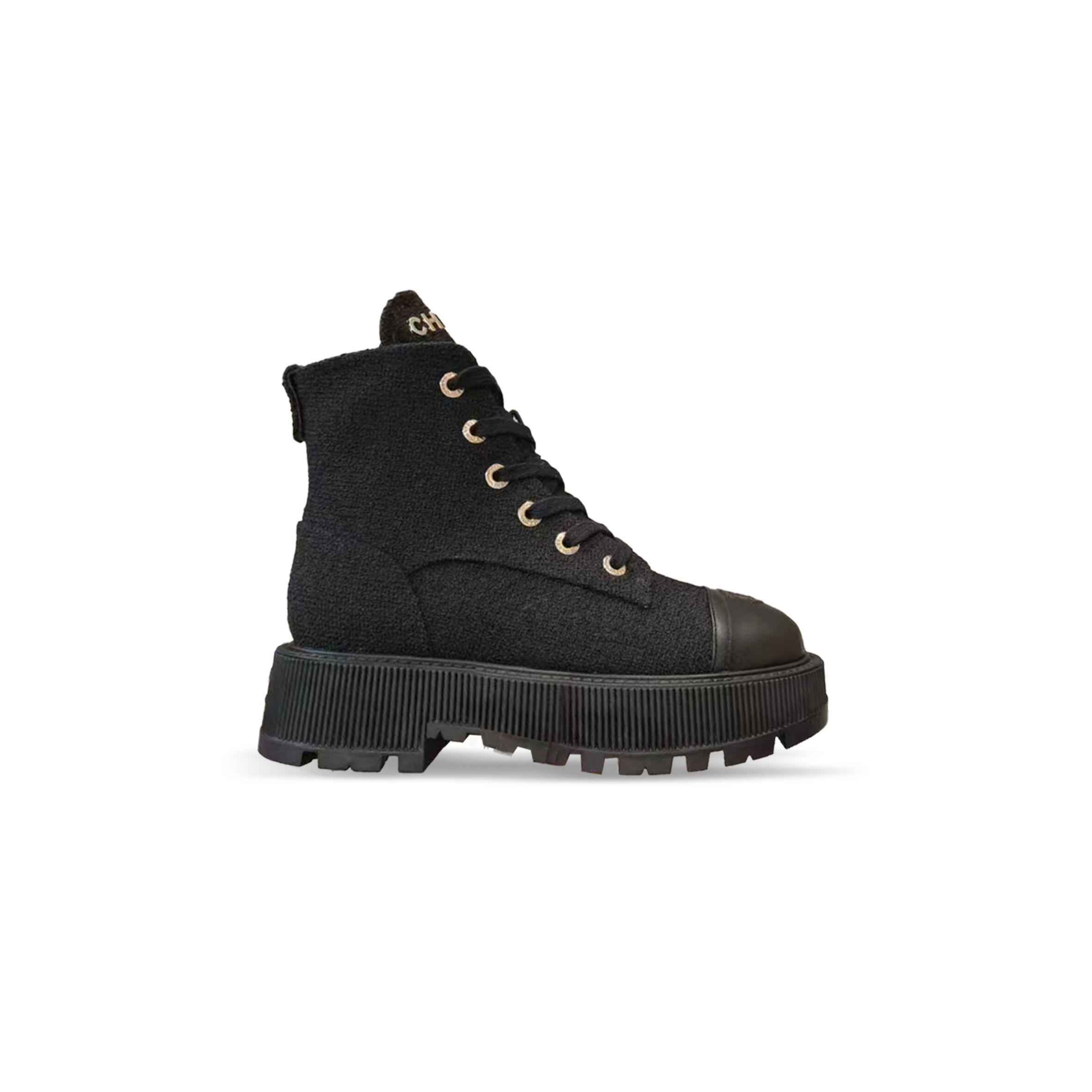 Ch**el CANVAS CC LACE UP COMBAT BOOTS 1437680 Master Quality