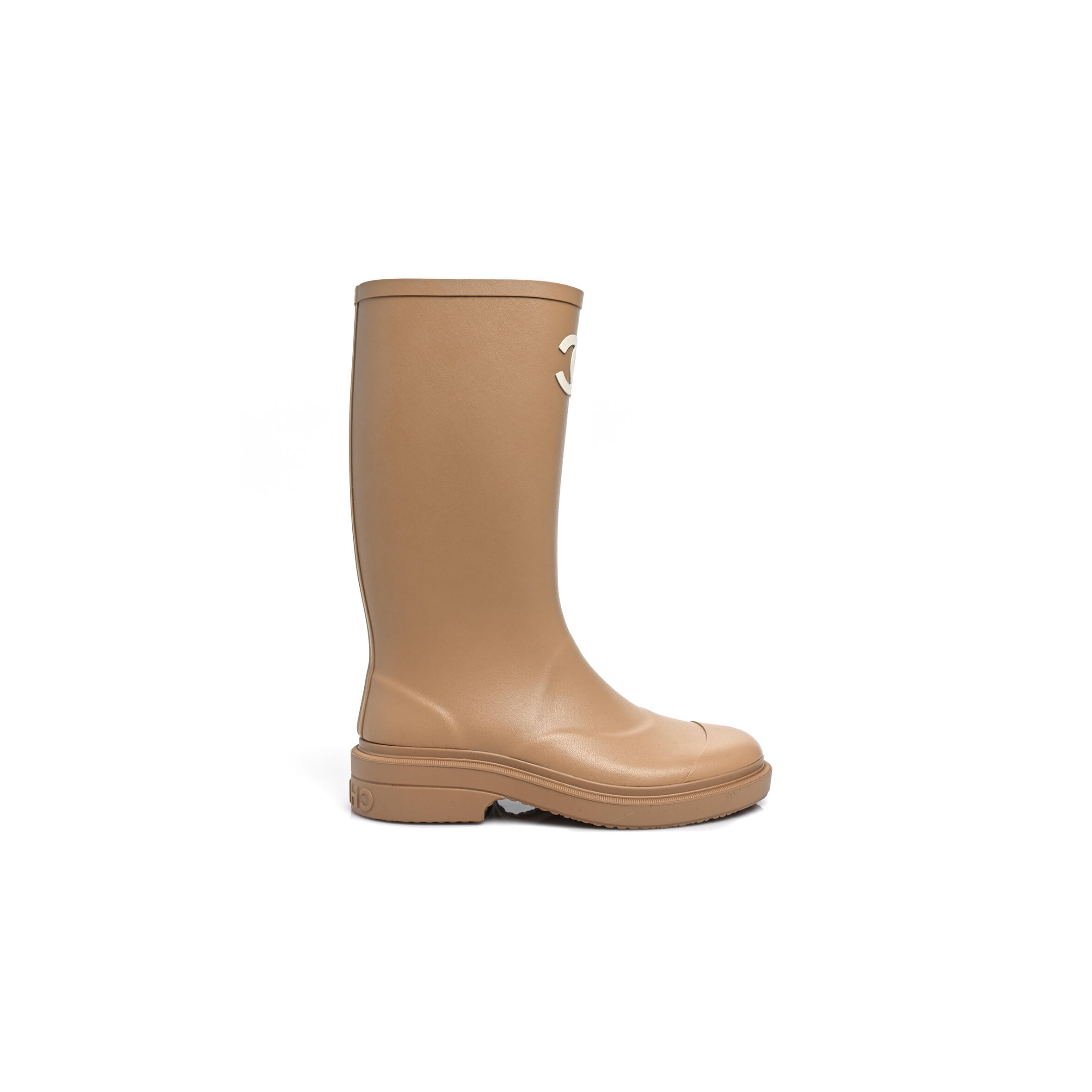 Ch**el CAOUTCHOUK CC HIGH BOOTS BEIGE Master Quality