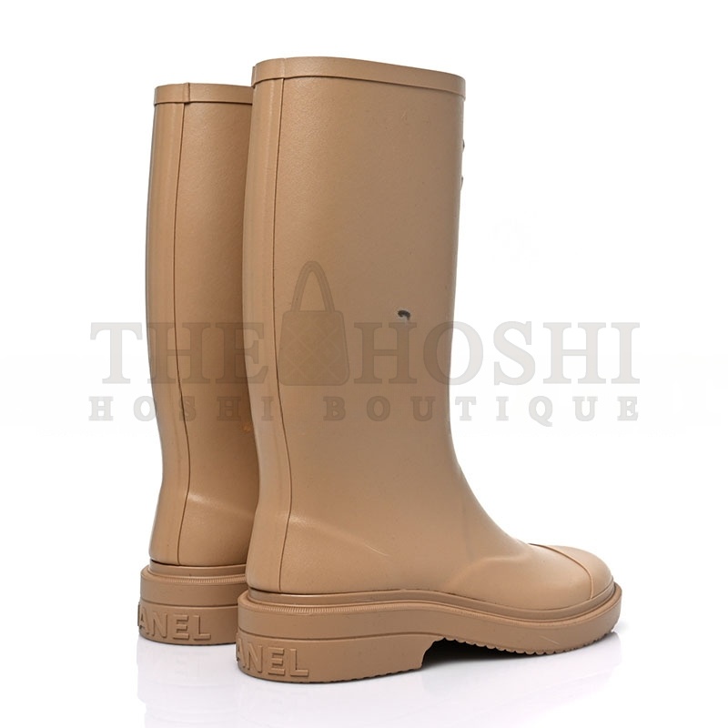 Ch**el CAOUTCHOUK CC HIGH BOOTS BEIGE Master Quality
