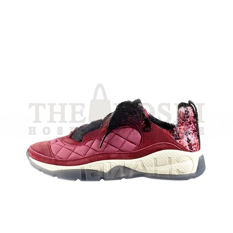 Ch**el SNEAKERS FABRIC, TWEED &amp; SUEDE CALFSKIN LIGHT BURGUNDY, PINK &amp; BLACK G39234 Y55990 K47 Master Quality