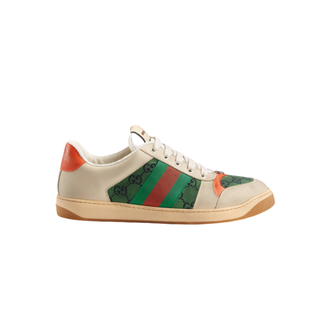 Gvc*1 MEN'S RETRO GG CANVAS GREEN ORANGE STRIPE CASUAL SNEAKERS Master Quality