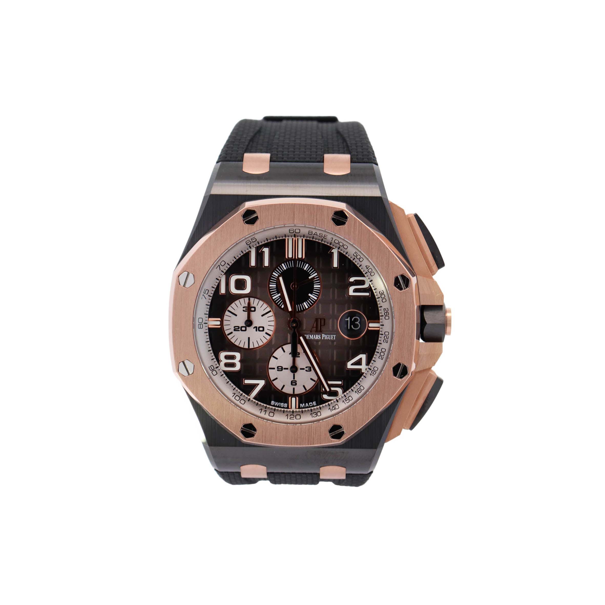 AUDEMARS P1g*et ROYAL OAK OFFSHORE BLACK CERAMIC 44MM SMOKED GREY ROMAN DIAL WATCH 26405NR.OO.A002CA.01 Master Quality